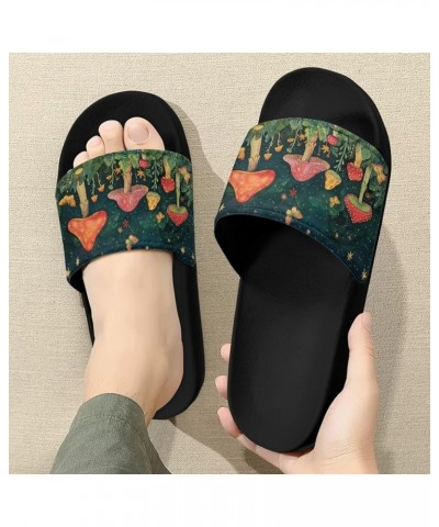 Women's Novelty Slides Sandals Casual Soft Sole Open Toe Non-Slip Single Band Slides Sandals Cute Mushroom $11.28 Sandals