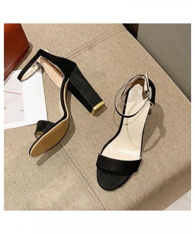 Wedge Sandals for Women Dressy Summer Heel, Trendy Suede Solid Color Ankle Strap High Heels Sexy Chunky Heel Sandals for Wome...