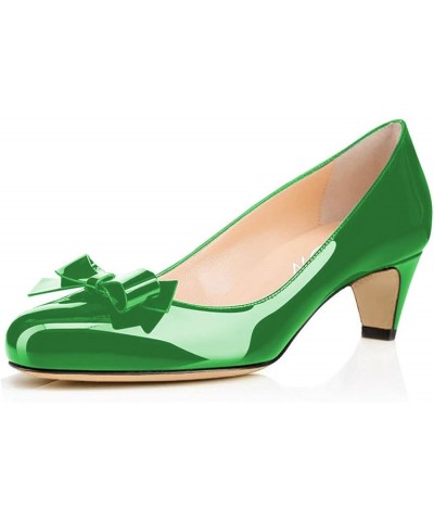 Women Closed Round Toe Pumps Low Heels Shoes with Bowknot for Work Office Ladies Size 4-15 US Green $39.97 Pumps