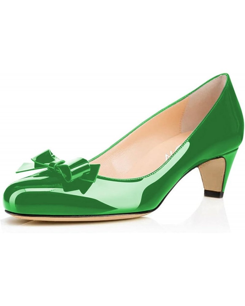 Women Closed Round Toe Pumps Low Heels Shoes with Bowknot for Work Office Ladies Size 4-15 US Green $39.97 Pumps