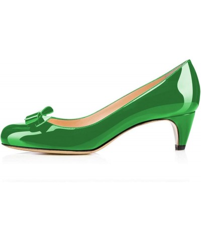 Women Closed Round Toe Pumps Low Heels Shoes with Bowknot for Work Office Ladies Size 4-15 US Green $39.97 Pumps