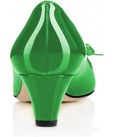 Women Closed Round Toe Pumps Low Heels Shoes with Bowknot for Work Office Ladies Size 4-15 US Green $39.97 Pumps