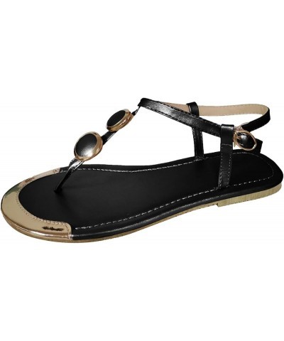 Flip Flops with ankle strap, Summer Womens Flip Flops Open Toe Casual Shoes Flats Buckle Strap Roman Sandals Black 01 $9.38 S...