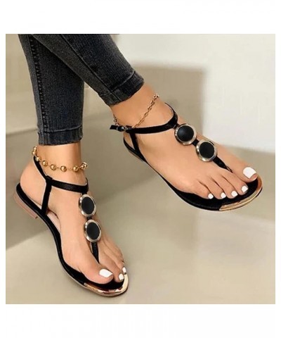 Flip Flops with ankle strap, Summer Womens Flip Flops Open Toe Casual Shoes Flats Buckle Strap Roman Sandals Black 01 $9.38 S...