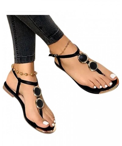 Flip Flops with ankle strap, Summer Womens Flip Flops Open Toe Casual Shoes Flats Buckle Strap Roman Sandals Black 01 $9.38 S...