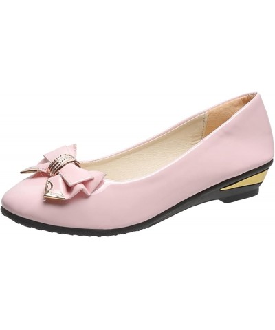 Comfortable Walking Shoes, Womens Loafers Wedge Heel Round Toe Medium Heel Shallow Mouth Slip-Ons Z 03-pink $26.67 Athletic S...