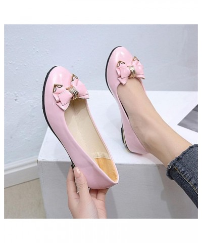 Comfortable Walking Shoes, Womens Loafers Wedge Heel Round Toe Medium Heel Shallow Mouth Slip-Ons Z 03-pink $26.67 Athletic S...