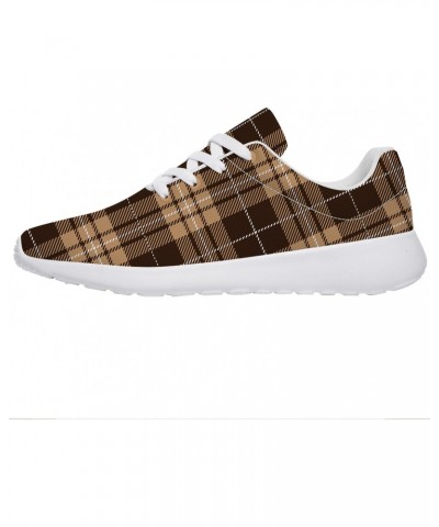 Plaid Shoes Women Men Running Shoes Athletic Tennis Sneakers 3D Print Brown Beige Tartan PlaidWalking Golf Shoes Gifts for Gi...