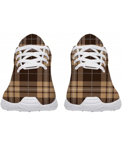 Plaid Shoes Women Men Running Shoes Athletic Tennis Sneakers 3D Print Brown Beige Tartan PlaidWalking Golf Shoes Gifts for Gi...