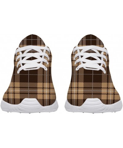 Plaid Shoes Women Men Running Shoes Athletic Tennis Sneakers 3D Print Brown Beige Tartan PlaidWalking Golf Shoes Gifts for Gi...