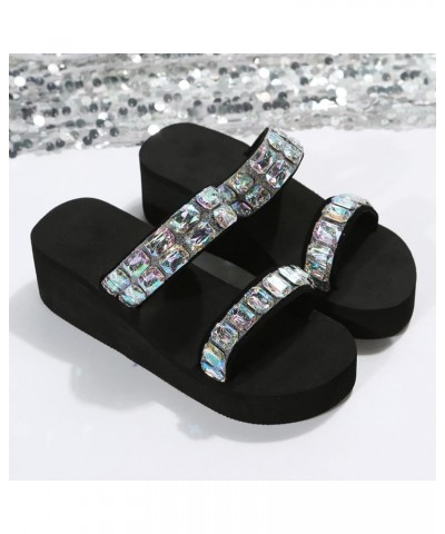 Women's Platform Rhinestone Flip Flop Slides with Arch Support Summer Bohemian Comfortable Soft Cushion Lightweight Wedge San...