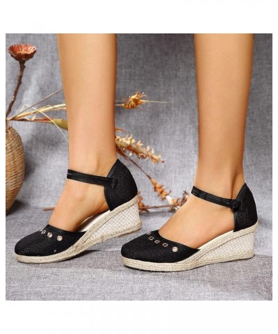 Sandals Women Flats Comfortable Dressy Flip Flops Women Slides For Women Gold Platform Heels Squat Wedge Women'S Heele Black ...