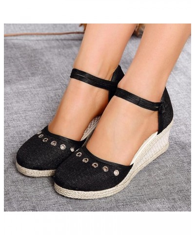 Sandals Women Flats Comfortable Dressy Flip Flops Women Slides For Women Gold Platform Heels Squat Wedge Women'S Heele Black ...