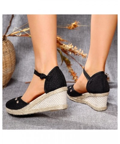 Sandals Women Flats Comfortable Dressy Flip Flops Women Slides For Women Gold Platform Heels Squat Wedge Women'S Heele Black ...