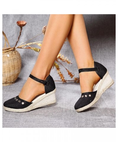 Sandals Women Flats Comfortable Dressy Flip Flops Women Slides For Women Gold Platform Heels Squat Wedge Women'S Heele Black ...