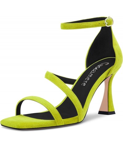 Women Mid Heel Open Toe Sandals Ankle Strap Gladiator Wedding Dress 3.3 Inches Heels Lime Green $32.31 Sandals