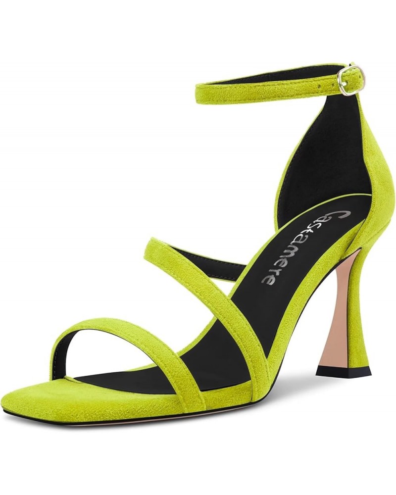 Women Mid Heel Open Toe Sandals Ankle Strap Gladiator Wedding Dress 3.3 Inches Heels Lime Green $32.31 Sandals