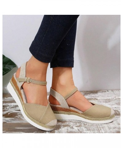 Womens Espadrille Wedge Sandals Close Toe Platform Ankle Strap Slingback Summer Dress Shoes Wide Width Casual Lightweight O51...