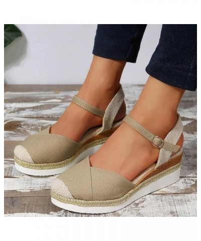 Womens Espadrille Wedge Sandals Close Toe Platform Ankle Strap Slingback Summer Dress Shoes Wide Width Casual Lightweight O51...