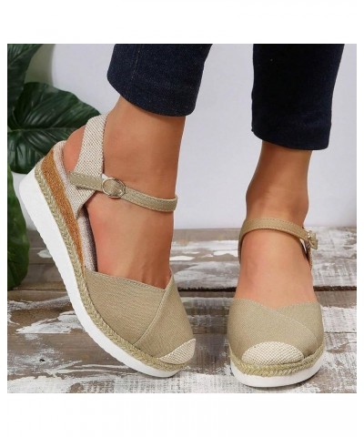 Womens Espadrille Wedge Sandals Close Toe Platform Ankle Strap Slingback Summer Dress Shoes Wide Width Casual Lightweight O51...