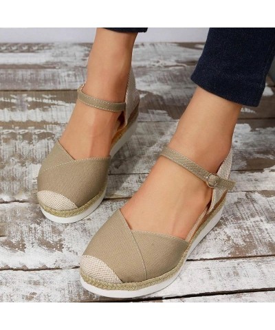 Womens Espadrille Wedge Sandals Close Toe Platform Ankle Strap Slingback Summer Dress Shoes Wide Width Casual Lightweight O51...