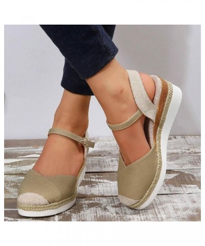 Womens Espadrille Wedge Sandals Close Toe Platform Ankle Strap Slingback Summer Dress Shoes Wide Width Casual Lightweight O51...