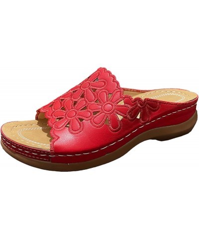 Orthotic Flip Flops Women Arch Support Foam Slippers Sandals For Women Slides For Women Pointed Toe Flats San Red-g $17.38 Sa...