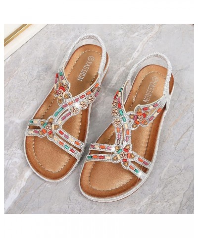 Cute Sandals For Women Flats For Women Flip Flops For Women Foam Slides Platform Slippers Wedge Boots Women Brown Leath Silve...