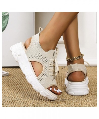 Summer Sandals for Women 2024 Platform Comfortable Sandals Women Fashion Casual Ankle Strap Wedge Heels Sandals Beige Lightni...